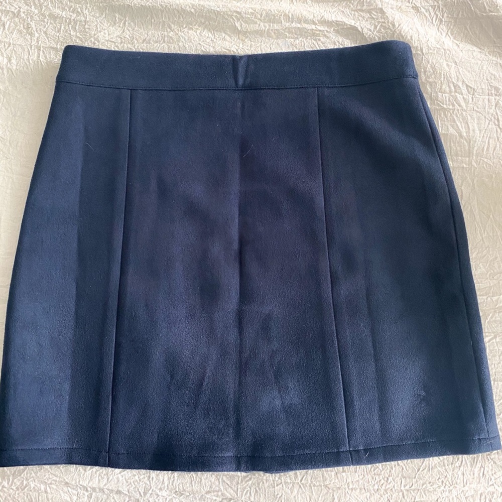 Navy Blue Suede Skirt